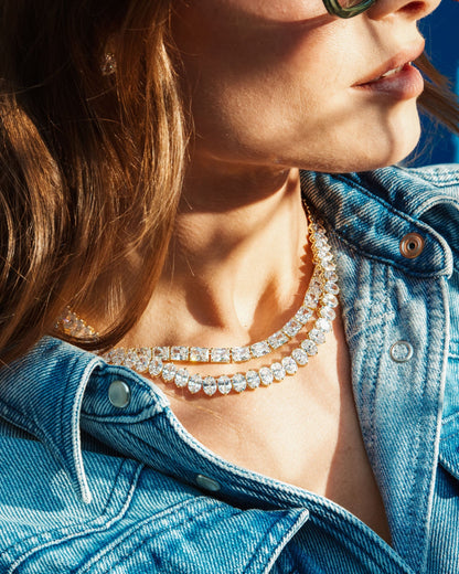 Hello Gorgeous Tennis Necklace 6mm - Silver|White Diamondettes