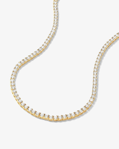 Grand Heiress Tennis Necklace 4mm - Gold|White Diamondettes