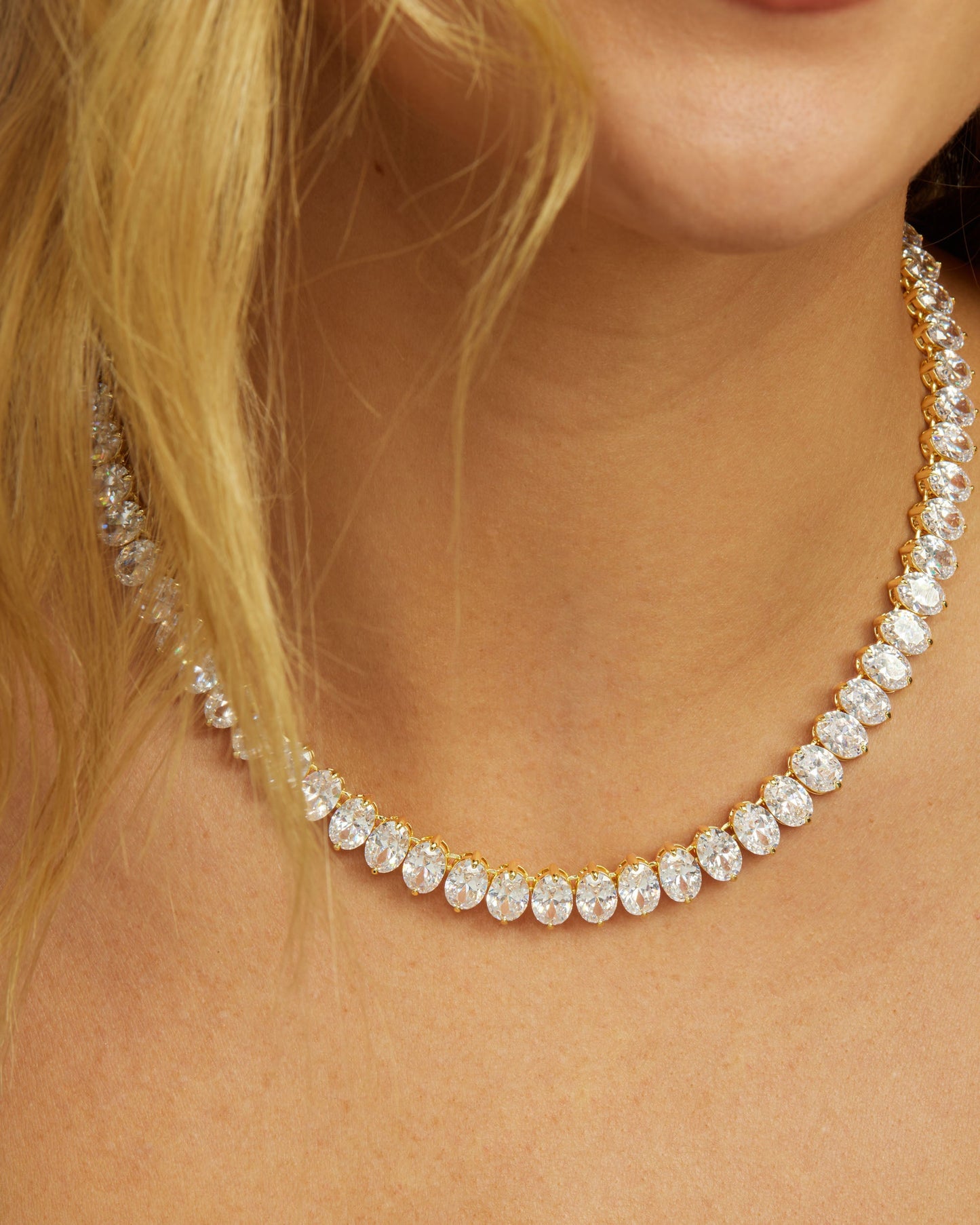 Hello Gorgeous Tennis Necklace 6mm - Gold|White Diamondettes