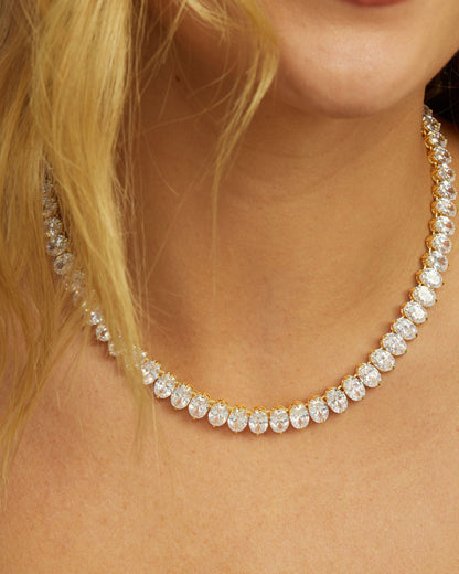 Hello Gorgeous Tennis Necklace 6mm - Gold|White Diamondettes