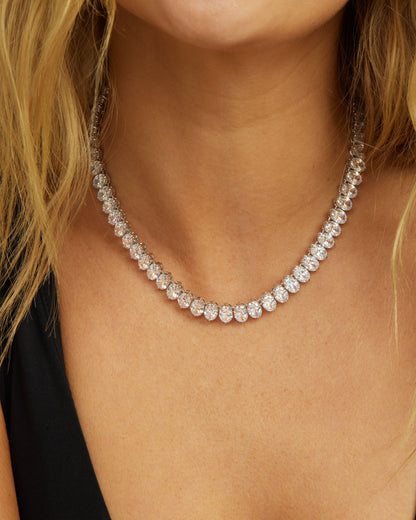 Hello Gorgeous Tennis Necklace 6mm - Silver|White Diamondettes