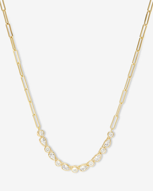 Isla Samantha Tennis Necklace - Gold|White Diamondettes