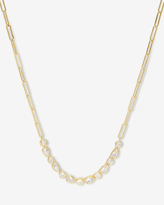 Isla Samantha Tennis Necklace - Gold|White Diamondettes