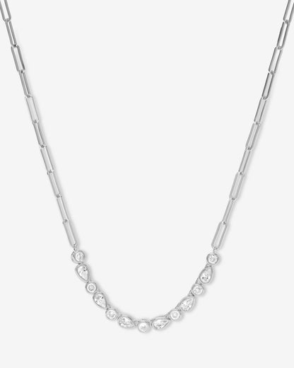 Isla Samantha Tennis Necklace - Silver|White Diamondettes