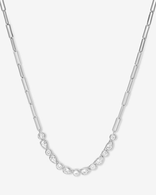 Isla Samantha Tennis Necklace - Silver|White Diamondettes