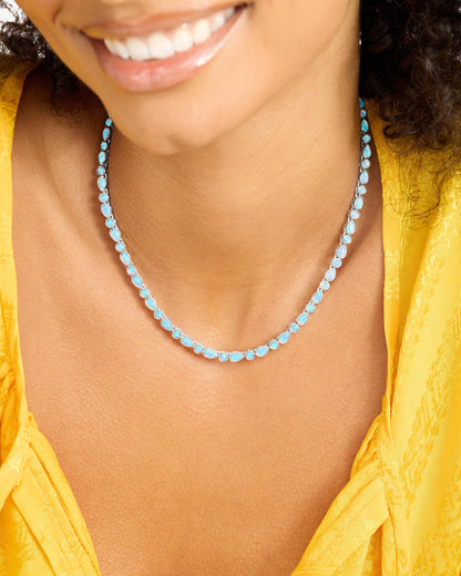 Isla Tennis Necklace 3mm - Silver|Blue Opal