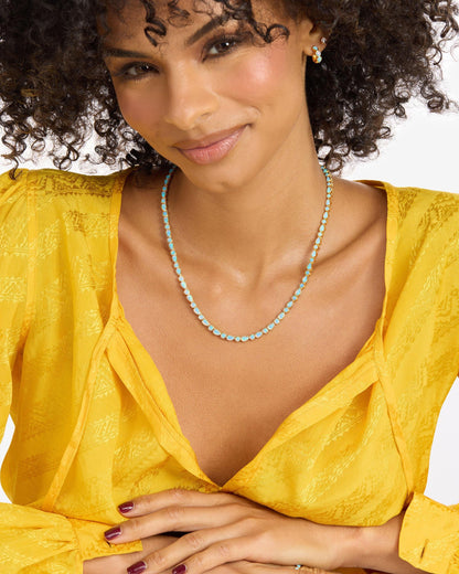 Isla Tennis Necklace 3mm - Gold|Blue Opal