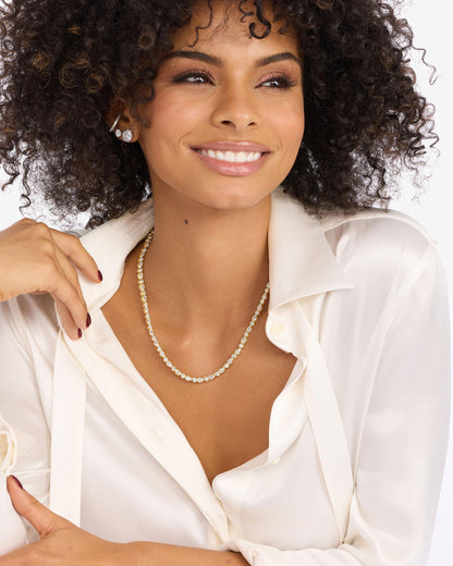 Isla Tennis Necklace 3mm - Gold|White Diamondettes