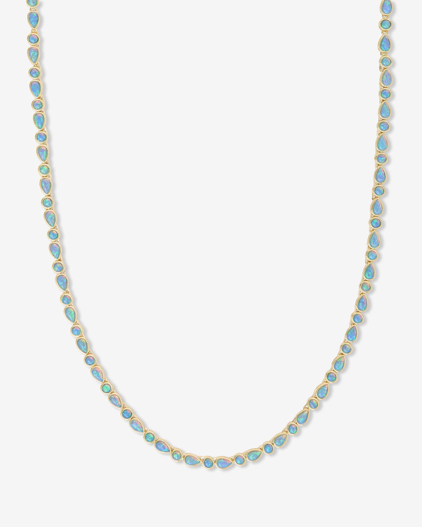 Isla Tennis Necklace 3mm - Gold|Blue Opal