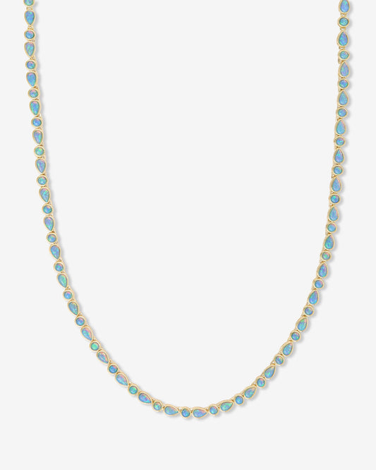 Isla Tennis Necklace 3mm - Gold|Blue Opal