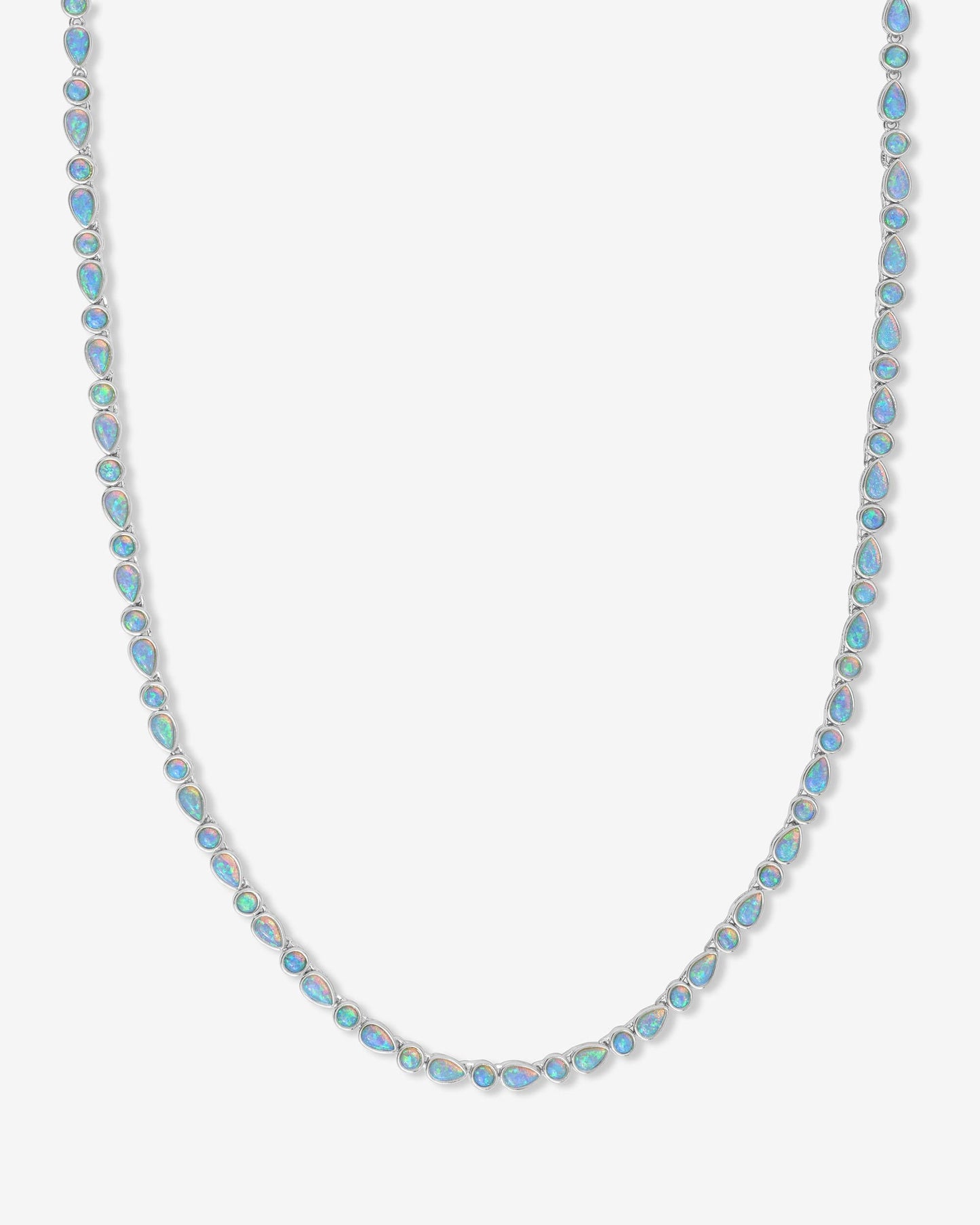 Isla Tennis Necklace 3mm - Silver|Blue Opal
