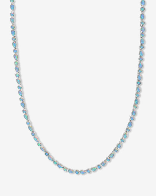 Isla Tennis Necklace 3mm - Silver|Blue Opal