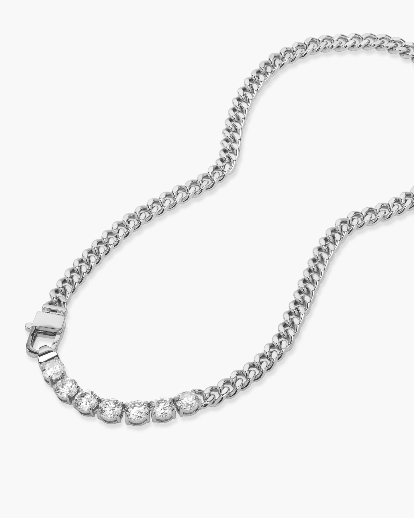 Julian Loves Diamonds Necklace 6.8mm - Silver|White Diamondettes