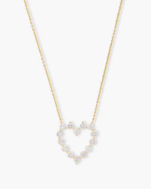 She's an Icon Small Heart Necklace - Gold|White Diamondettes