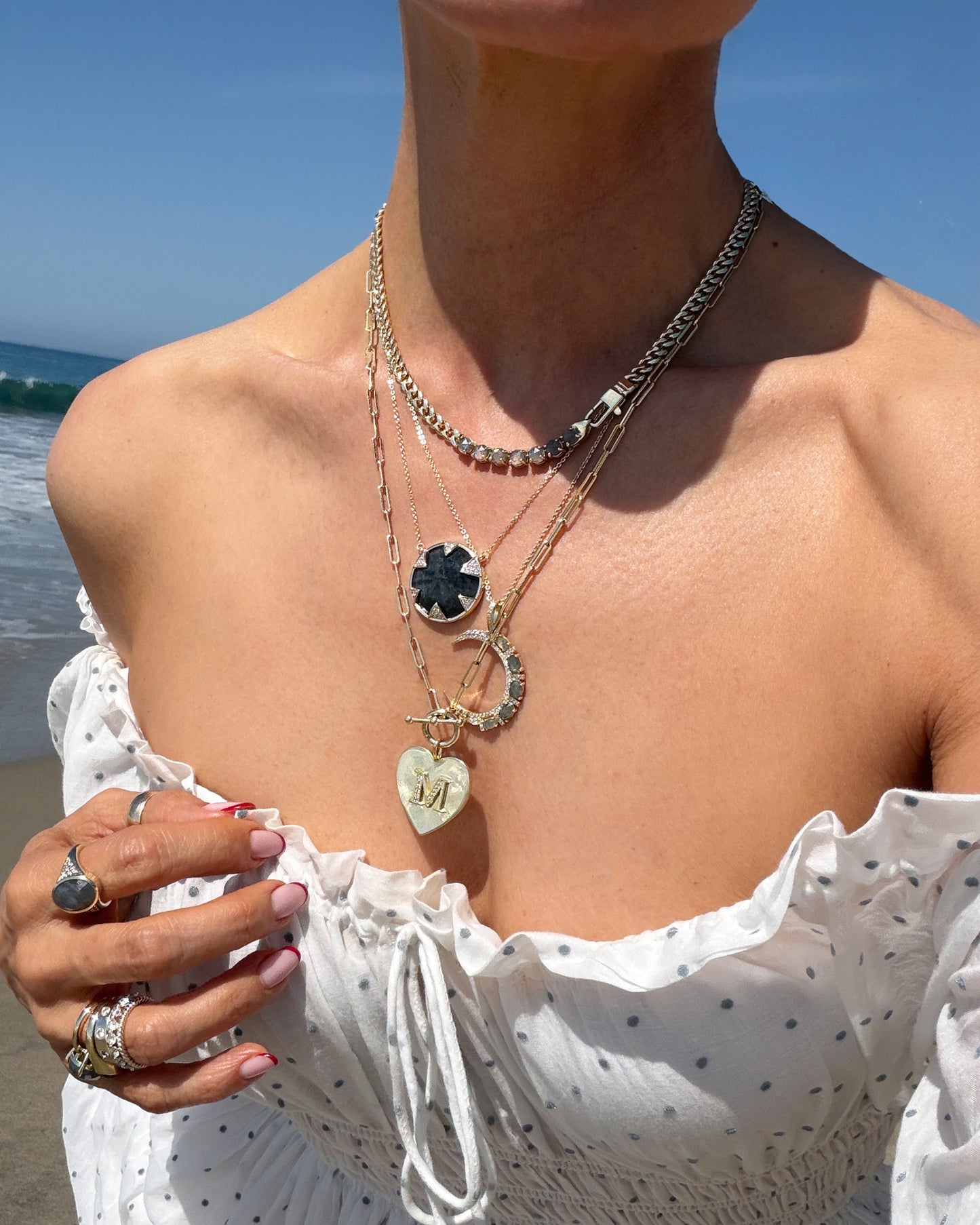 Tessa Necklace 24mm - Silver|Labradorite
