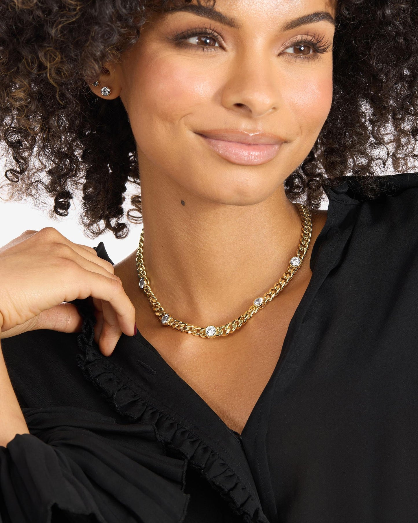 Julian 5 Diamond Necklace 6.8mm - Gold|White Diamondettes