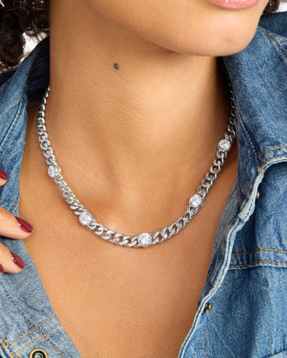 Julian 5 Diamond Necklace 6.8mm - Silver|White Diamondettes