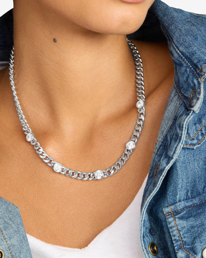 Julian 5 Diamond Necklace 6.8mm - Silver|White Diamondettes