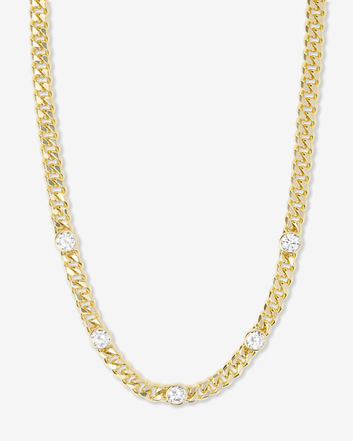 Julian 5 Diamond Necklace 6.8mm - Gold|White Diamondettes