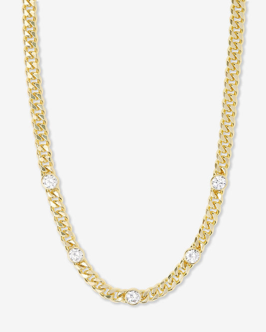 Julian 5 Diamond Necklace 6.8mm - Gold|White Diamondettes