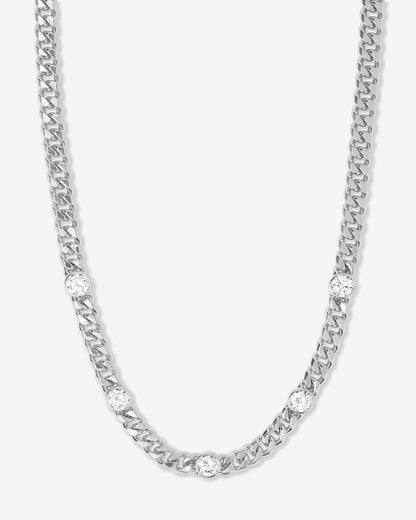 Julian 5 Diamond Necklace 6.8mm - Silver|White Diamondettes