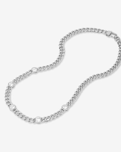 Julian 5 Diamond Necklace 6.8mm - Silver|White Diamondettes