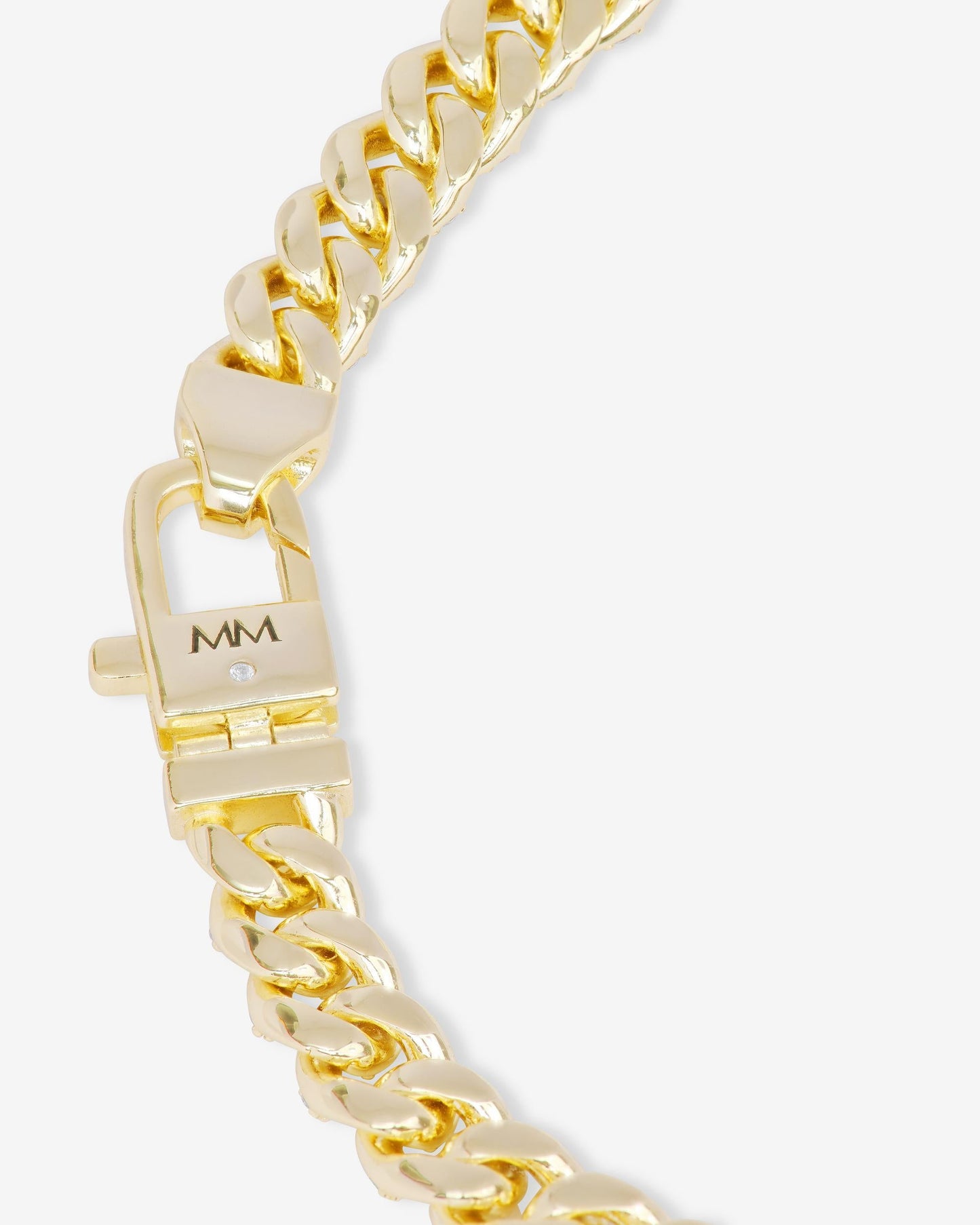 Pavé Julian Cuban Chain Necklace 6.8mm - Gold|White Diamondettes