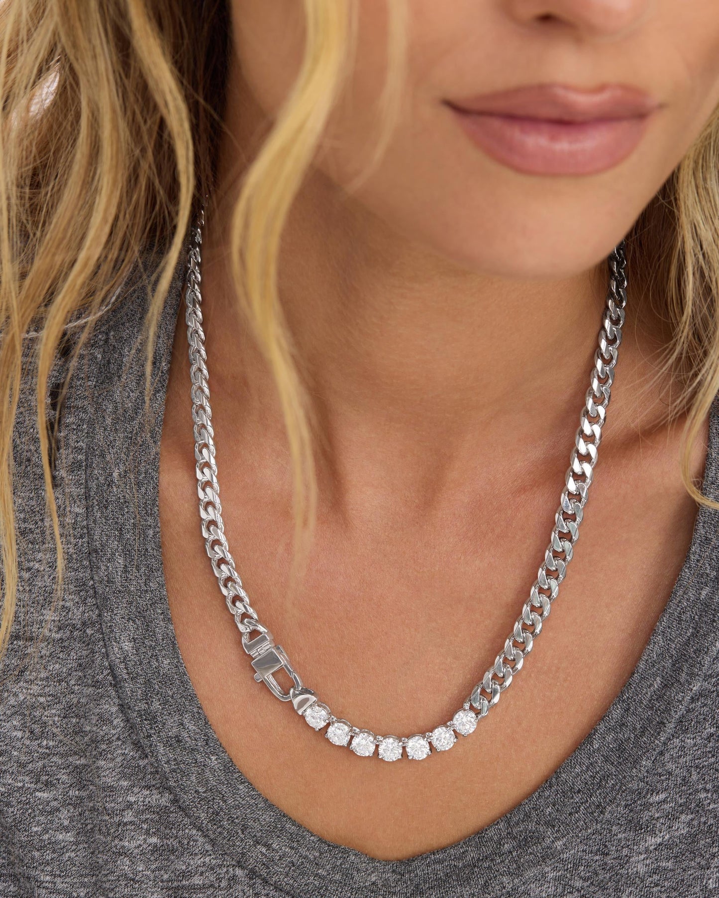 Julian Loves Diamonds Necklace 6.8mm - Silver|White Diamondettes
