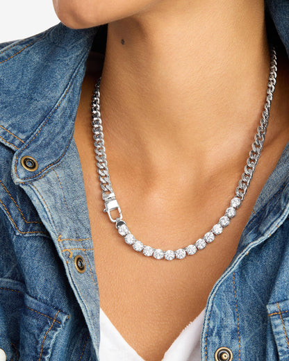 Julian REALLY Loves Diamonds Necklace 6.8mm - Silver|White Diamondettes