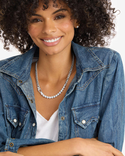 Julian REALLY Loves Diamonds Necklace 6.8mm - Silver|White Diamondettes