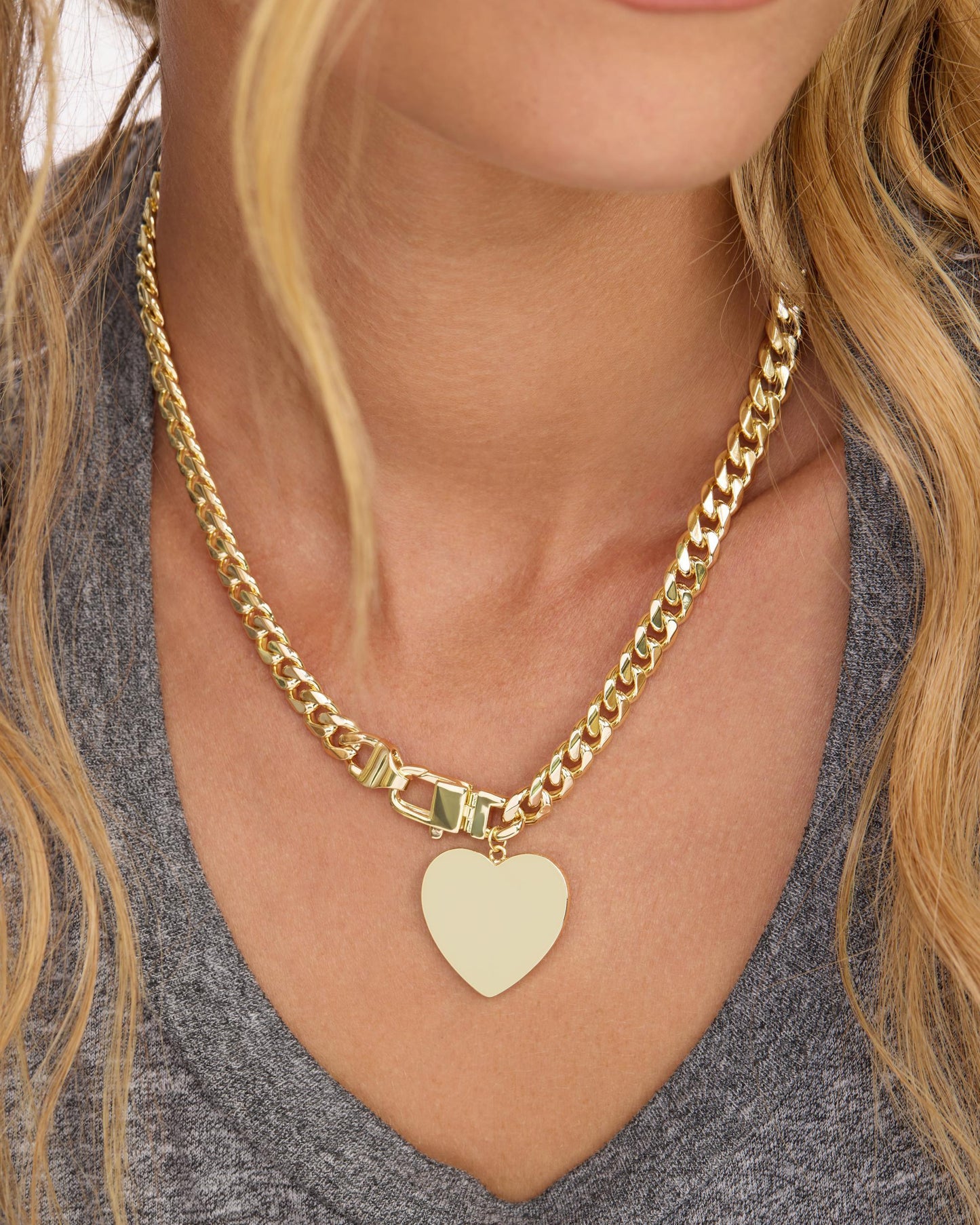 Julian XL Heart Cuban Chain Necklace 6.8mm - Gold