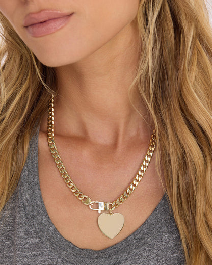 Julian XL Heart Cuban Chain Necklace 6.8mm - Gold