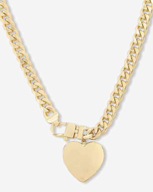 Julian XL Heart Cuban Chain Necklace 6.8mm - Gold