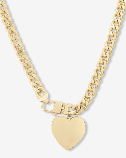 Julian XL Heart Cuban Chain Necklace 6.8mm - Gold