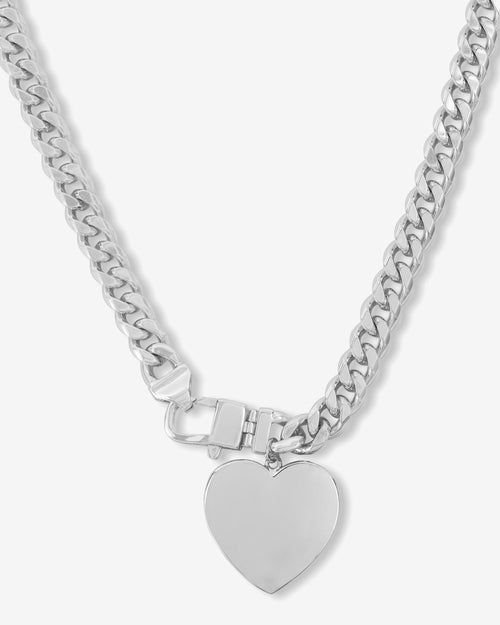 Julian XL Heart Cuban Chain Necklace 6.8mm - Silver