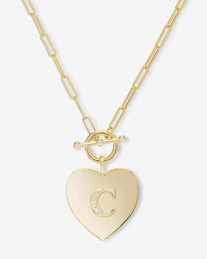 Love Letters Heart Necklace - Gold|White Diamondettes