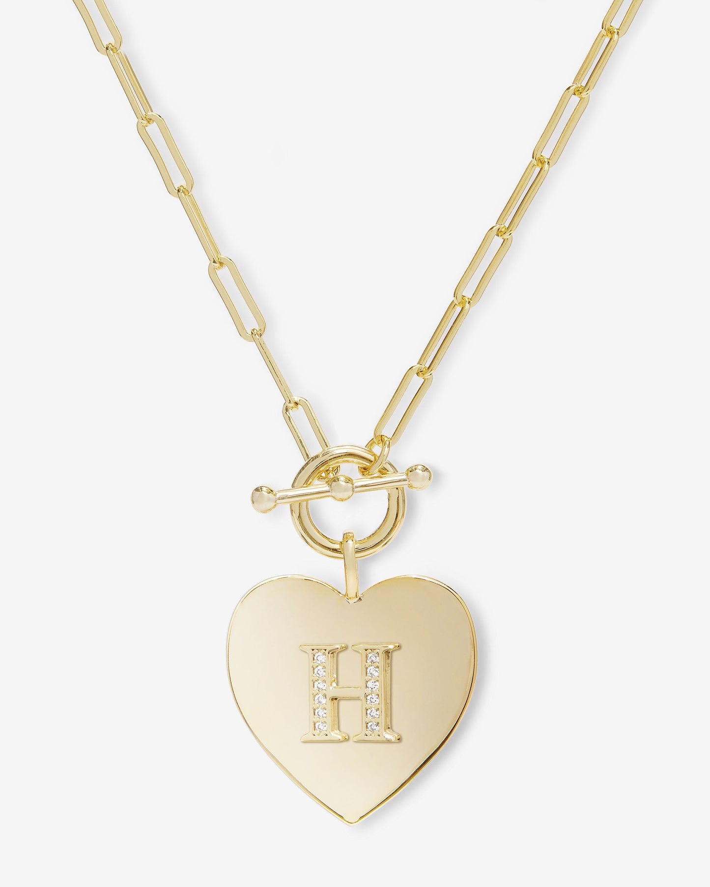 Love Letters Heart Necklace - Gold|White Diamondettes