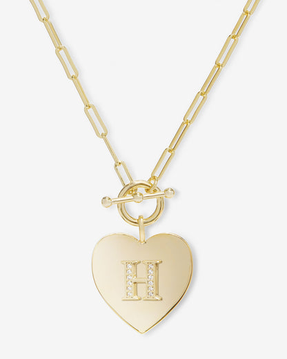 Love Letters Heart Necklace - Gold|White Diamondettes