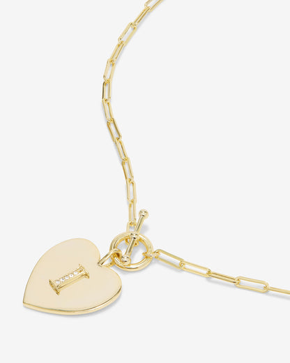 Love Letters Heart Necklace - Gold|White Diamondettes