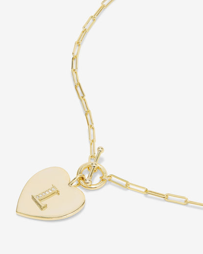 Love Letters Heart Necklace - Gold|White Diamondettes