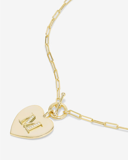 Love Letters Heart Necklace - Gold|White Diamondettes