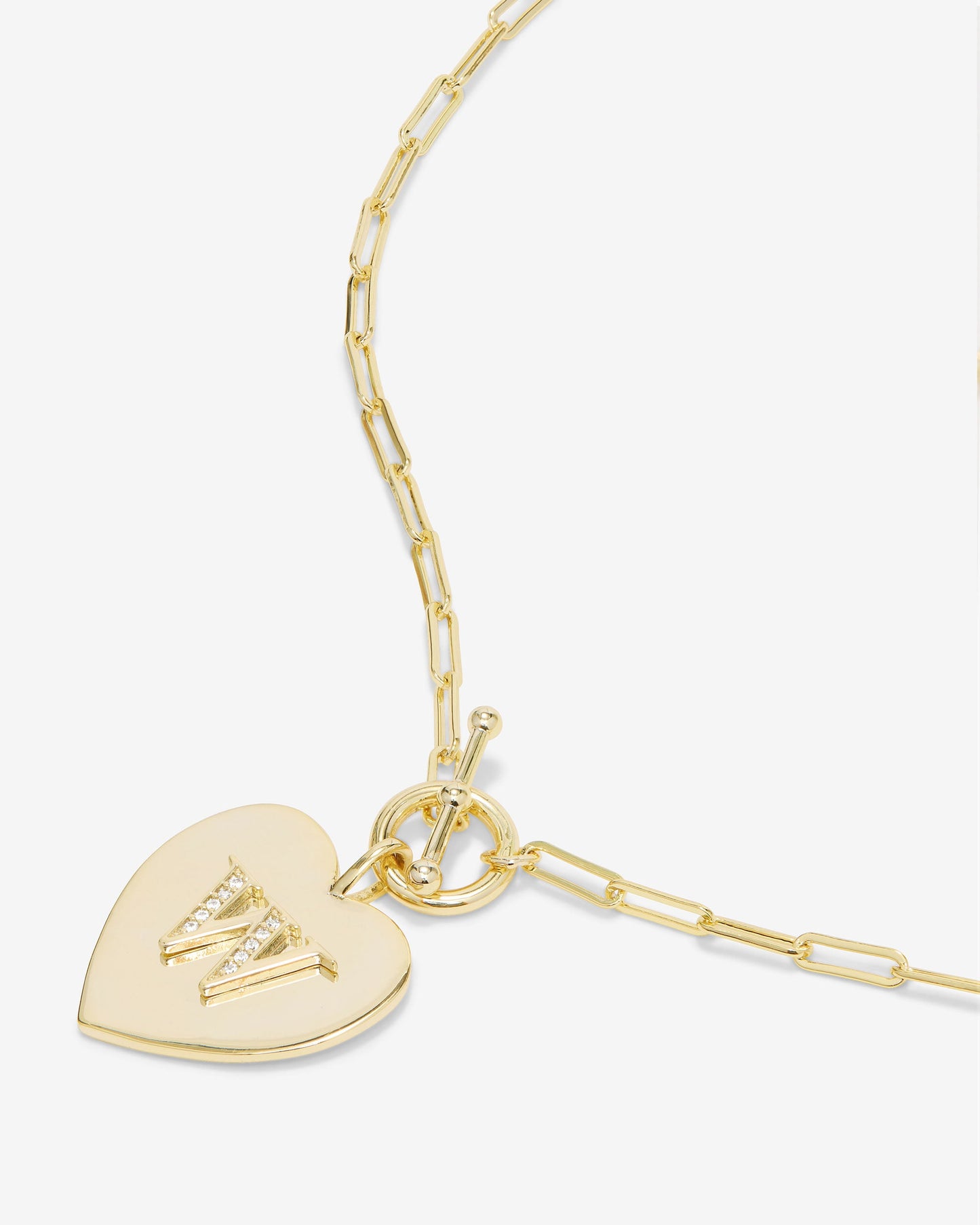 Love Letters Heart Necklace - Gold|White Diamondettes
