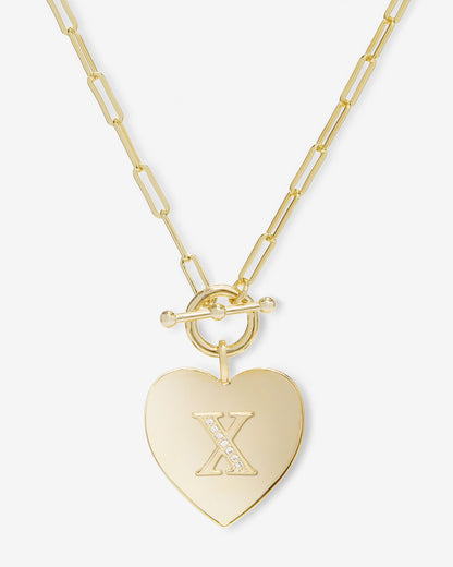 Love Letters Heart Necklace - Gold|White Diamondettes