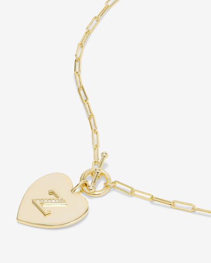Love Letters Heart Necklace - Gold|White Diamondettes