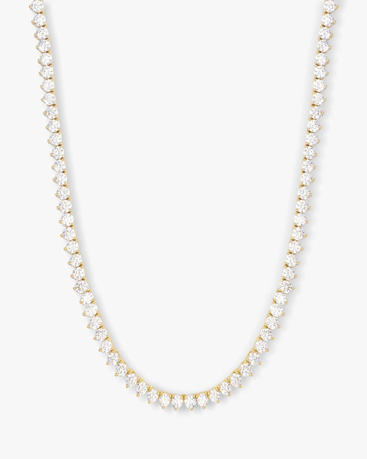 Not Your Basic Tennis Necklace 4mm - Gold|White Diamondettes