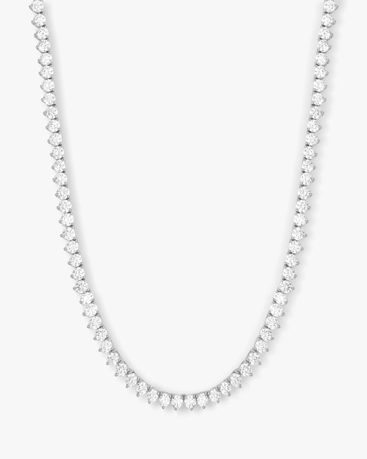 Not Your Basic Tennis Necklace 4mm - Silver|White Diamondettes