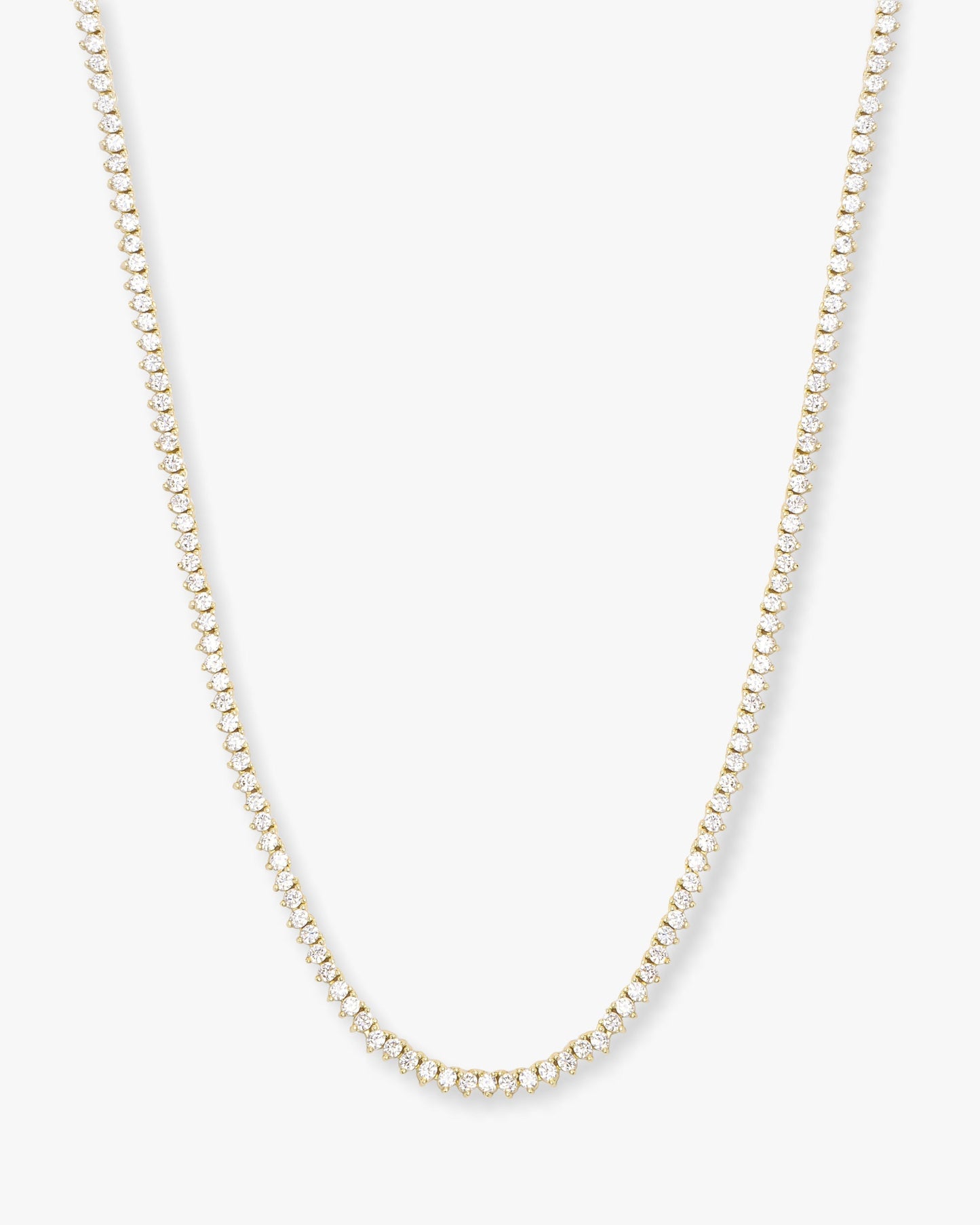 Not Your Basic Tennis Necklace 2mm - Gold|White Diamondettes