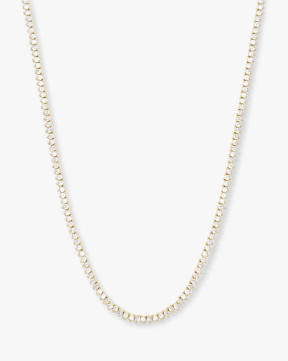 Not Your Basic Tennis Necklace 2mm - Gold|White Diamondettes