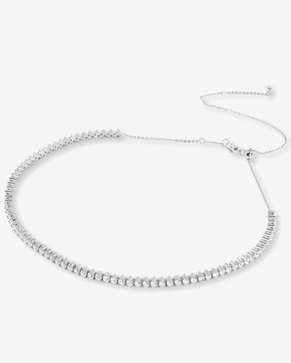 Not Your Basic Tennis Choker 3mm - Silver|White Diamondettes