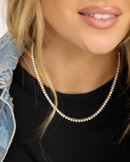Not Your Basic Tennis Necklace 3mm - Gold|White Diamondettes